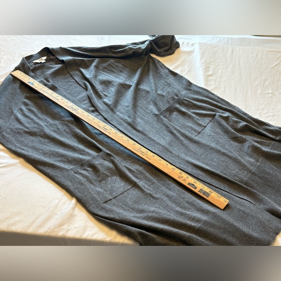 Terra & Sky 3X Charcoal Long Open Front Cardigan Duster - Picture 8 of 9